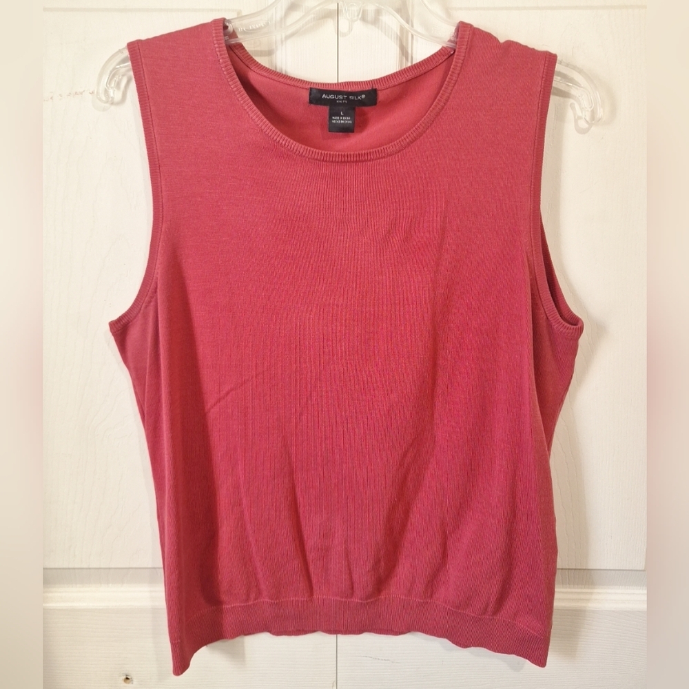 August Silk Sleeveless Sweater - Dark Salmon - L